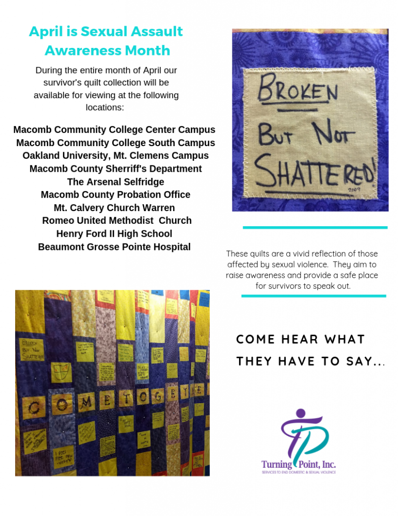 April Sexual Assault Awareness Month Survivors Quilt Tour Turning Point Macomb 